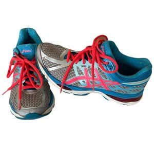 Asics Gel Cumulus 17 Women’s size 7 Silver Blue Pink Athletic Sneaker T5D8N